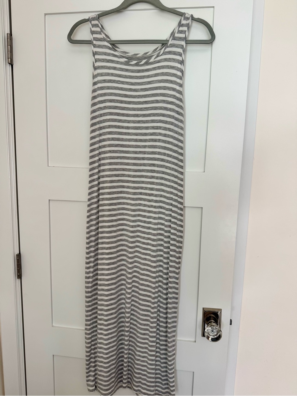stem Gray and White Striped Tank Maxi Dress
